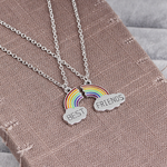 Veile Studios 2Pcs Rainbow Cloud Stitching Best Friends Pendant Necklace For Good Friend's Gift Necklaces & Pendants
