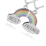 Veile Studios 2Pcs Rainbow Cloud Stitching Best Friends Pendant Necklace For Good Friend's Gift Necklaces & Pendants