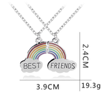 Veile Studios 2Pcs Rainbow Cloud Stitching Best Friends Pendant Necklace For Good Friend's Gift Necklaces & Pendants