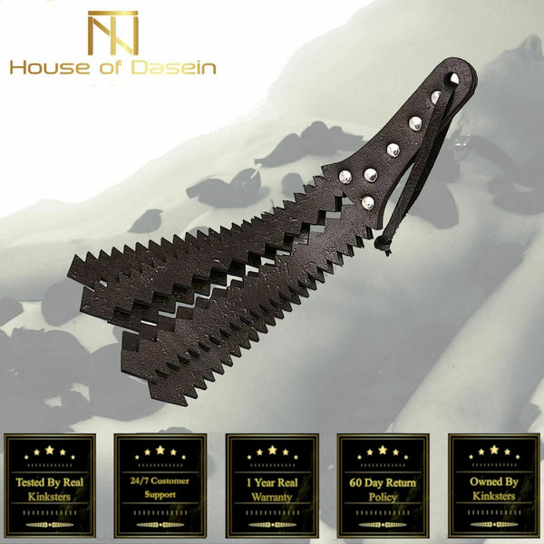 Sawtooth Spanking Whip Genuine Leather Double Row Paddle Paddles