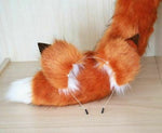 Golden Ears Headband And Bushy Fox Tail Costume Bdsm Cosplay
