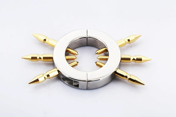 Golden Spikes Ball Stretcher Metal Scrotum  Ring  Fetish  Rings