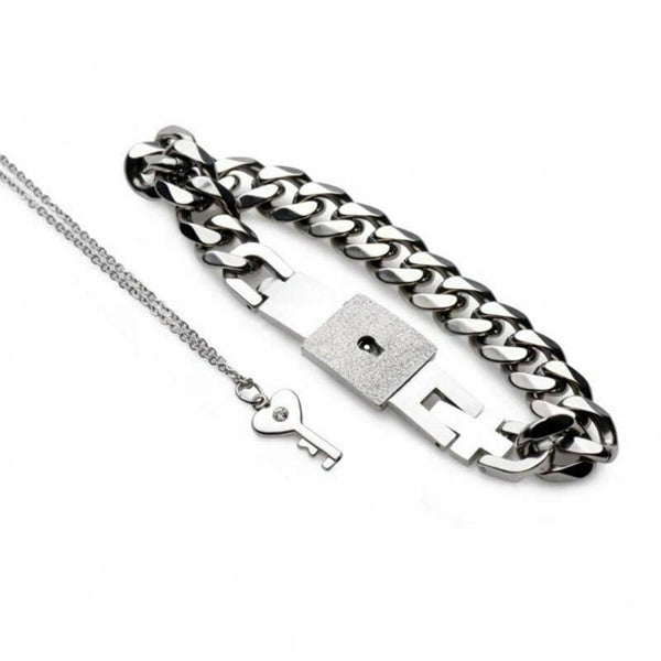 Chain Locking Bracelet And Key Necklace Lockable Wrist    Jewellery