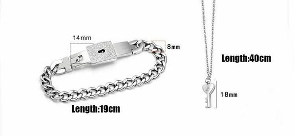 Chain Locking Bracelet And Key Necklace Lockable Wrist    Jewellery