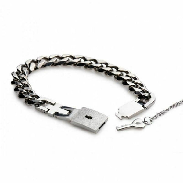 Chain Locking Bracelet And Key Necklace Lockable Wrist    Jewellery
