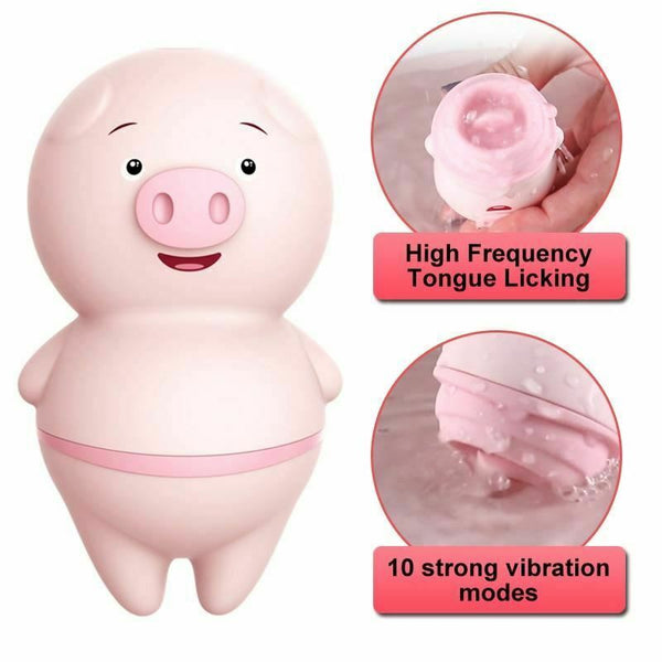 Cute Pink Pig Licking  Tongue Oral Sex Clitoral Simulator Nipple Massager Clitoral s