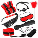 Black Red 10Pcs Bondage Kit Bdsm Beginner Set Sex Toys For Couples