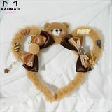 Handmade Sweet Lolita Plush Teddy Bear Ears Headband Ddlg Cosplay