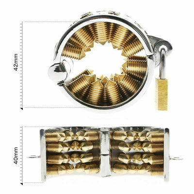 Kalis Teeth 4 Rows Gold Spikes Metal Extreme Chastity Device  Ring  Rings