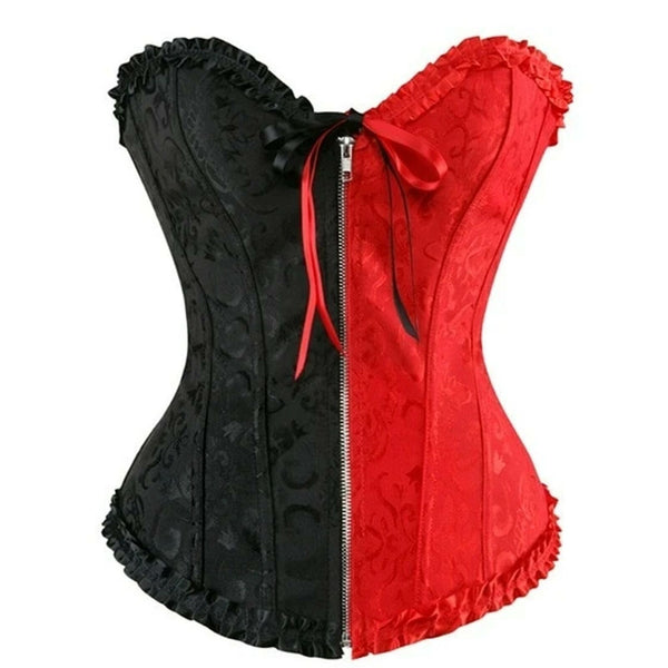 Black Red Over Bust Corset  Lingerie  Kink Fetish Corsets