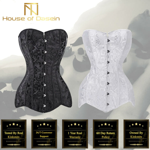 Over Bust Hourglass Body Shaper Corset Black White Long Torso  Kink Fetish Corsets