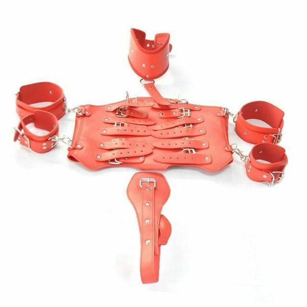 Leather  Corset Restraints Clothes Kink Fetish Collar Cuffs Body Harness