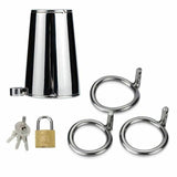 Stainless Steel Solid Cage Chastity Device Padlock Cock Ring Bdsm Fetish