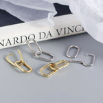 Veile Studios S925 Sterling Silver Geometric Square Paperclip Convertible Link Hoop Earrings