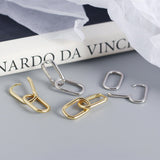 Veile Studios S925 Sterling Silver Geometric Square Paperclip Convertible Link Hoop Earrings