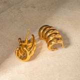Veile Studios Stainless Steel Striped Hollow Minimalist Design High End Jewellery Earrings