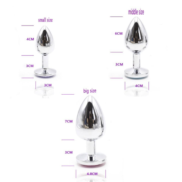 Crystal Jewel Stainless Steel Anal Plugs Small Medium Large Non Vibrating Butt Plugs