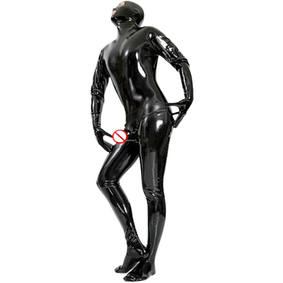 Fetish Catsuit  Bodysuit Men Full Cover Condom  Sheath Adult Jumpsuit Wet Look Latex