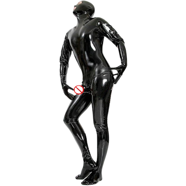 Fetish Catsuit  Bodysuit Men Full Cover Condom  Sheath Adult Jumpsuit Wet Look Latex