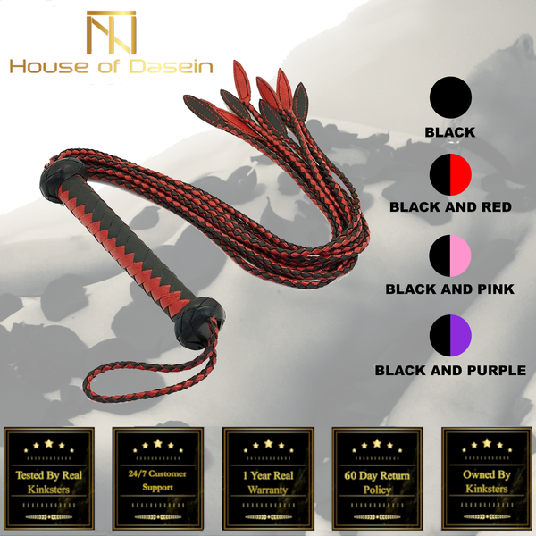 75Cm Braided Leather Flogger Whip  Spanking  Floggers