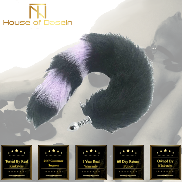 Black Fox Tail Anal Butt Plug Faux Fur Stainless Steel Cosplay  Pet Play Butt Plug Tails