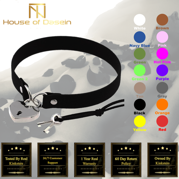 Heart Pendant Locking Collar With Key Choker Necklace Slave Restraints Collars & Leashes
