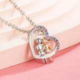 Veile Studios Love Couple Necklace With Colourful Rhinestones Heart Shaped For Valentine's Day Gift Necklaces & Pendants