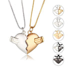 Veile Studios Creative Magnet Love Necklace 2Pcs Heartbroken Shape Men And Women Necklaces & Pendants