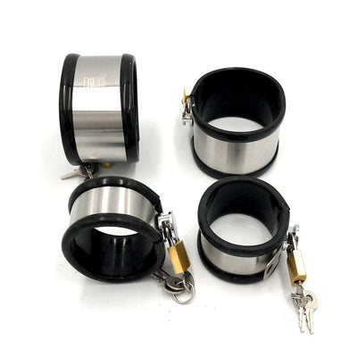 Stainless Steel Locking Wrist Ankle Cuffs Collar  Fetish Kit Cuffs & Shackles
