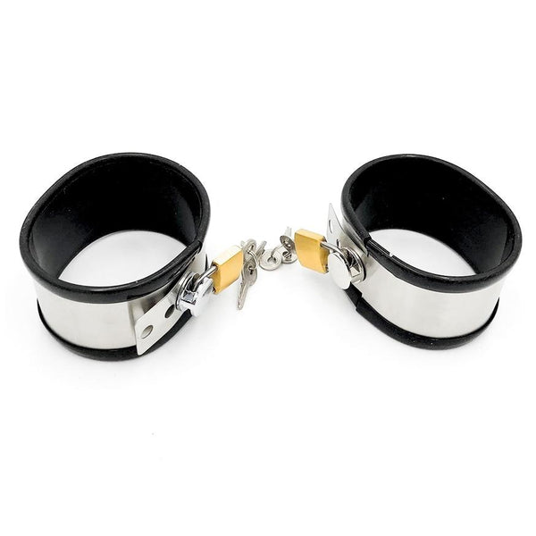 Stainless Steel Locking Wrist Ankle Cuffs Collar  Fetish Kit Cuffs & Shackles