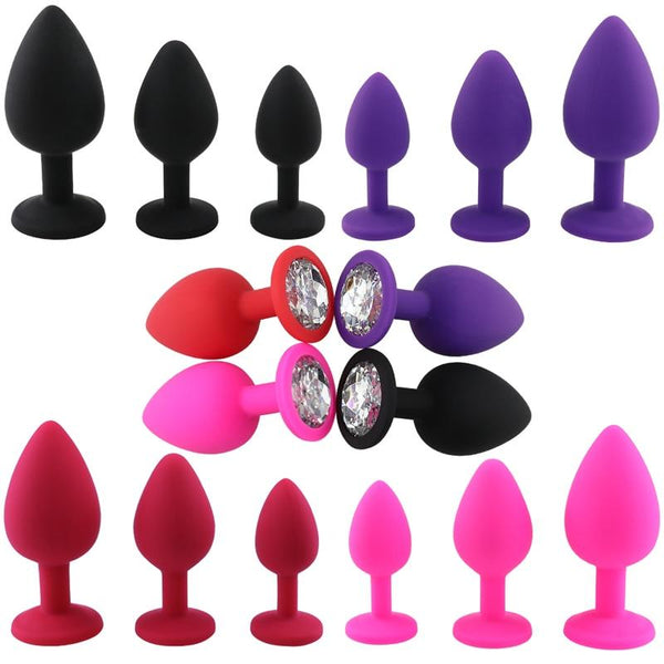 Silicone Crystal Jewel Butt Plugs Tear Drop Anal Non Vibrating Butt Plugs