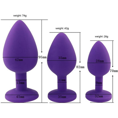 Silicone Crystal Jewel Butt Plugs Tear Drop Anal Non Vibrating Butt Plugs