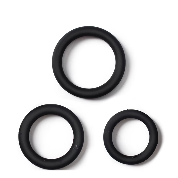 3Pcs Black Male Set Silicone Rubber Stretchy  Delay Ejaculation  Rings