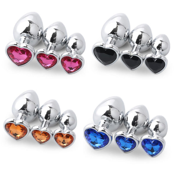 3Pcs / Set Butt Jewellery Heart Metal Anal Plug Sex Toys Women Non Vibrating Butt Plugs