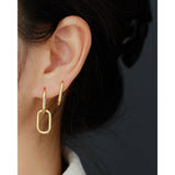 Veile Studios S925 Sterling Silver Geometric Square Paperclip Convertible Link Hoop Earrings