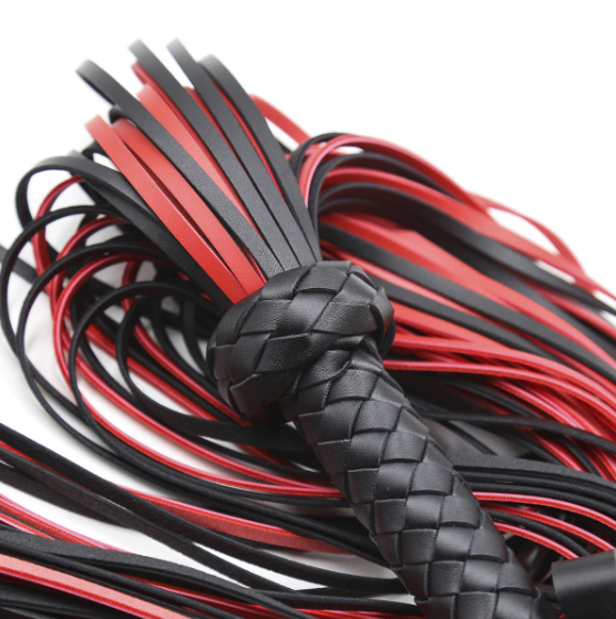 Black Red Flogger Spanking Toy Impact Play  Kink  Fetish Restraints Floggers