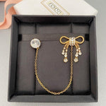 Brooches Veile Studios Vintage Bow Tassel Brooch Brass Gold Temperament For Accessories