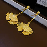 Earrings Veile Studios Simple Metal Ginkgo Leaf European American Heavy Industry Long