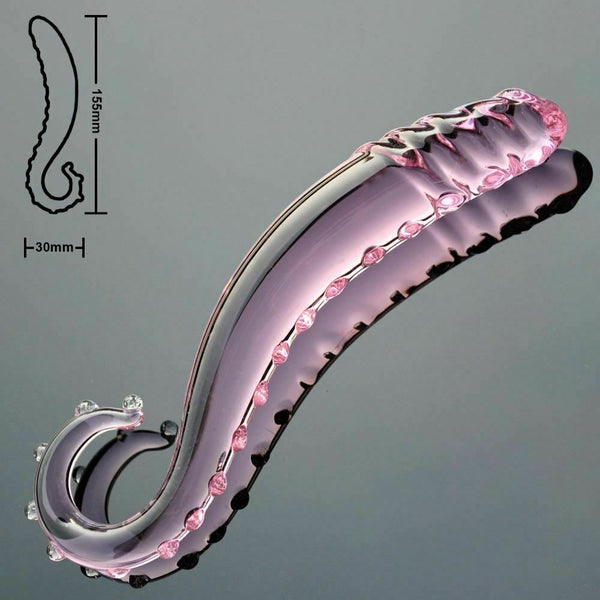 Pink Tentacle Dildo Crystal  Glass Rod Anal Spot Dong Glass Dildos