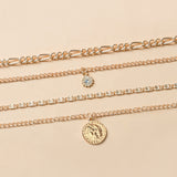 Veile Studios Chunky Gold Necklace Charm For Women Layered Silver Coin Jewelry Necklaces & Pendants