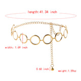Veile Studios Fashion Circle Metal Waist Chain Belt Women Decorative Dress Hollow Accessories Body Chains