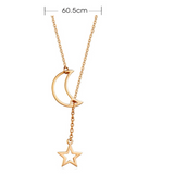 Necklaces & Pendants Veile Studios Star Moon Pendant Minimalist Necklace For Women With Adjustable Length