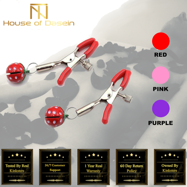 Cute Red Strawberry Bells Nipple Clamps Breast Clips  Kink Nipple & Clitoral Toys
