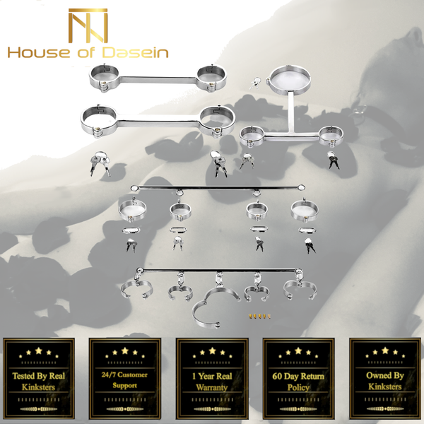 Metal Spreader Bar Cuffs Collar  Restraint Kits Slave Shackles Set  Spreader Bars