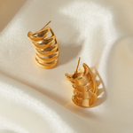 Veile Studios Stainless Steel Striped Hollow Minimalist Design High End Jewellery Earrings