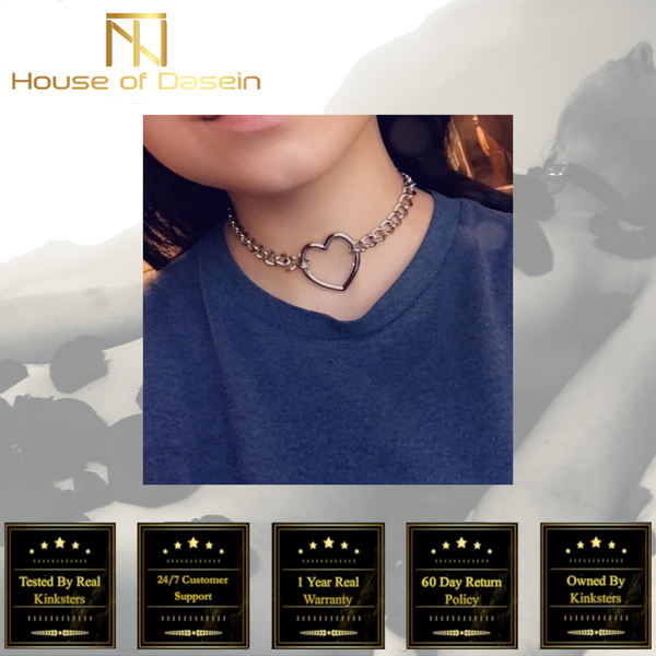 Women  Harajuku Silver Heart Link Chain Necklace  Choker Collar Collars & Leashes