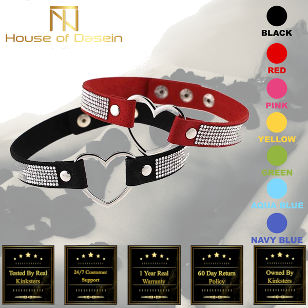 Heart Rhinestone  Collar Hollow Necklace Choker  Restraints Collars & Leashes