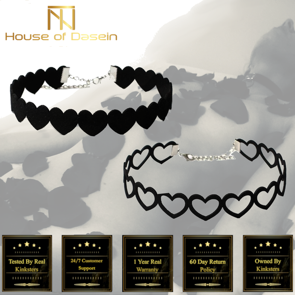 Day Collar Black Hollow Out Or Solid Love Heart Choker Necklace Collars & Leashes