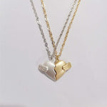 Veile Studios Creative Magnet Love Necklace 2Pcs Heartbroken Shape Men And Women Necklaces & Pendants