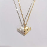 Veile Studios Creative Magnet Love Necklace 2Pcs Heartbroken Shape Men And Women Necklaces & Pendants
